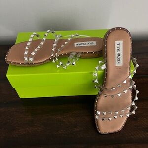 Steve Madden Women’s Skylar Sandal~Clear 7.5